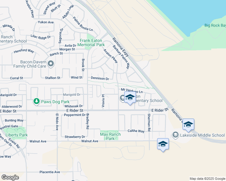 map of restaurants, bars, coffee shops, grocery stores, and more near 1763 Benedetto Point in Perris