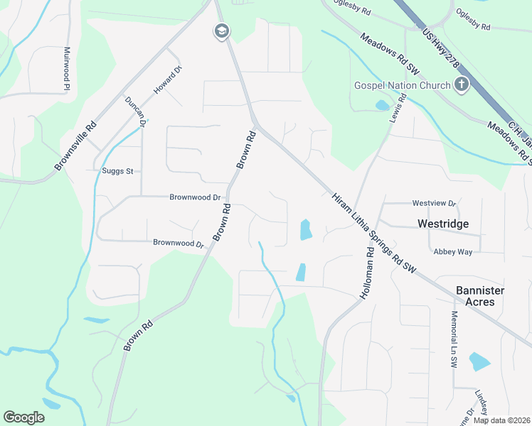map of restaurants, bars, coffee shops, grocery stores, and more near 4924 Harrington Place in Powder Springs