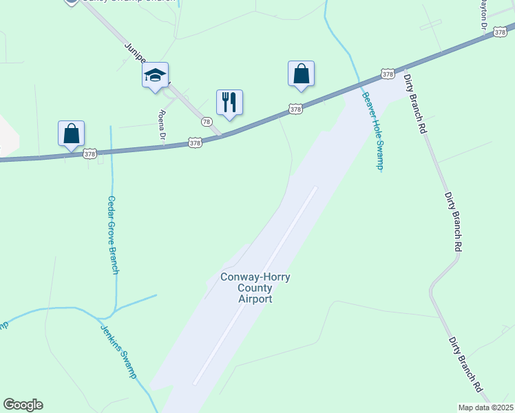 map of restaurants, bars, coffee shops, grocery stores, and more near 1901 Airport Road in Conway