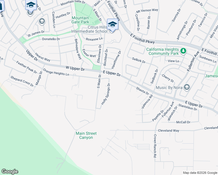 map of restaurants, bars, coffee shops, grocery stores, and more near 3779 Holly Springs Drive in Corona