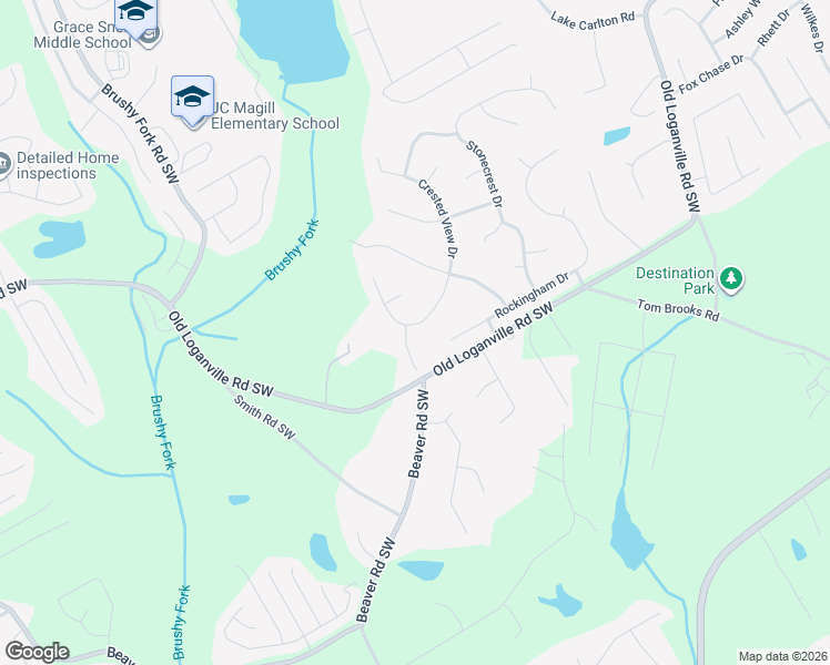 map of restaurants, bars, coffee shops, grocery stores, and more near 419 Crested View Drive in Loganville