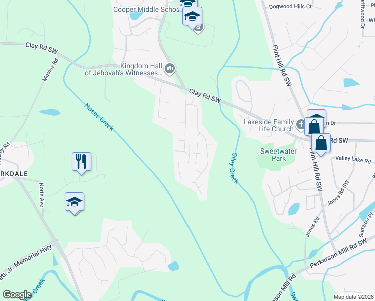 map of restaurants, bars, coffee shops, grocery stores, and more near 4940 Lazy Hollow Lane in Austell