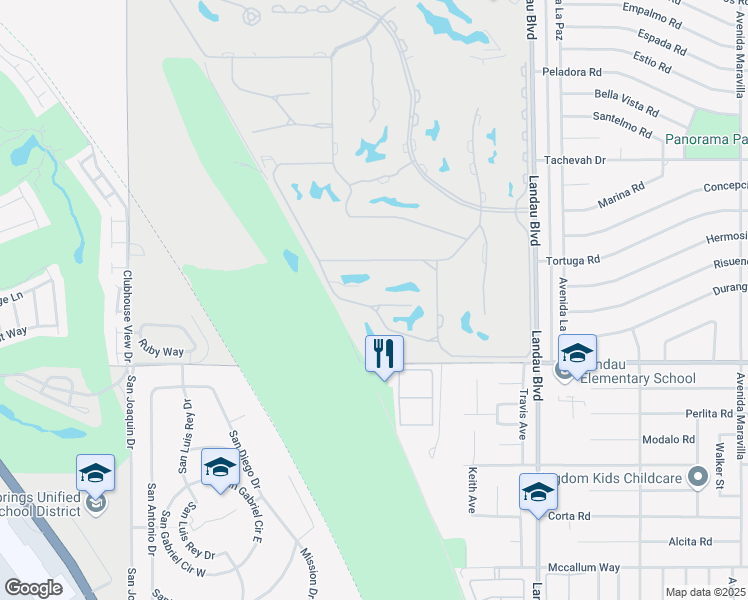 map of restaurants, bars, coffee shops, grocery stores, and more near 29578 West Laguna Drive in Cathedral City