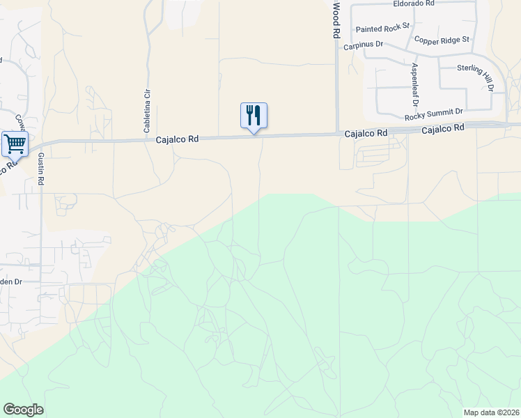 map of restaurants, bars, coffee shops, grocery stores, and more near 18591 Cajalco Road in Perris