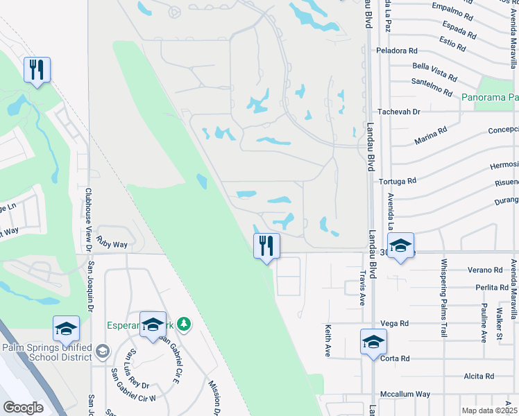 map of restaurants, bars, coffee shops, grocery stores, and more near 29578 West Laguna Drive in Cathedral City
