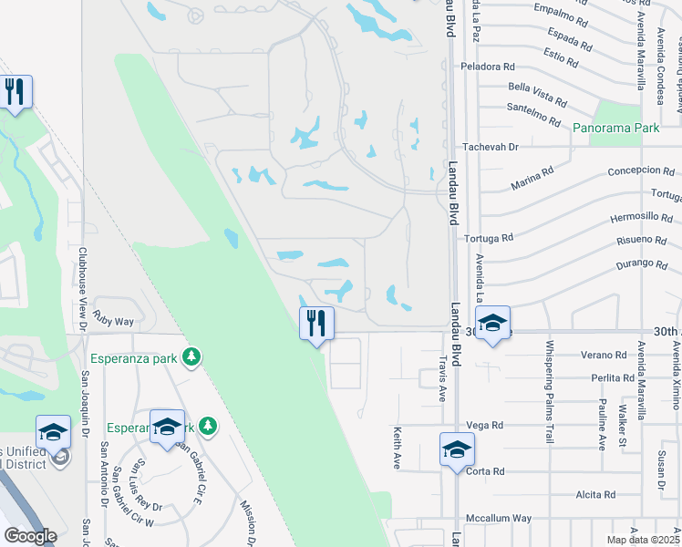 map of restaurants, bars, coffee shops, grocery stores, and more near 67672 Cielo Court in Cathedral City