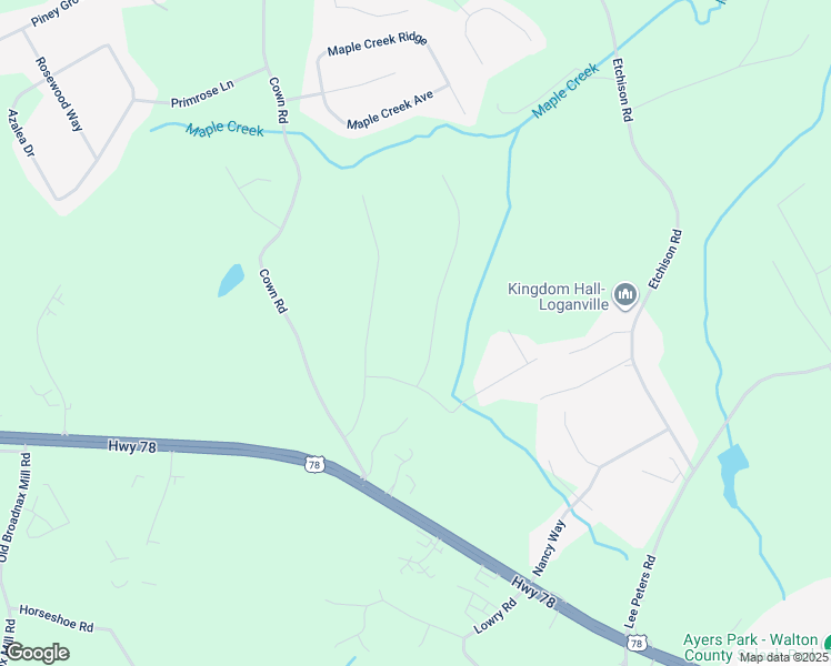 map of restaurants, bars, coffee shops, grocery stores, and more near 4045 Fawn Valley Drive in Loganville