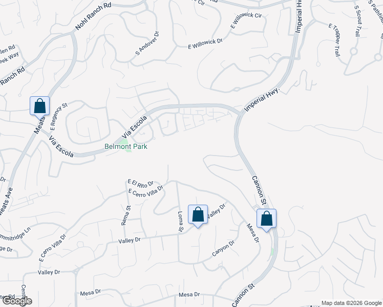 map of restaurants, bars, coffee shops, grocery stores, and more near 5147 East Gabrielle Lane in Orange
