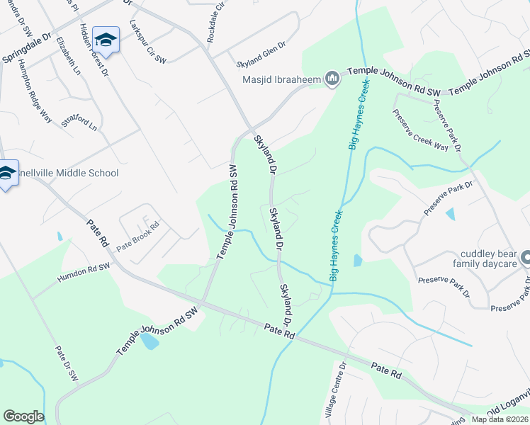 map of restaurants, bars, coffee shops, grocery stores, and more near 3502 Skyland Ridge Court in Loganville