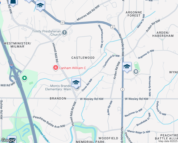 map of restaurants, bars, coffee shops, grocery stores, and more near 2769 Mornington Drive Northwest in Atlanta