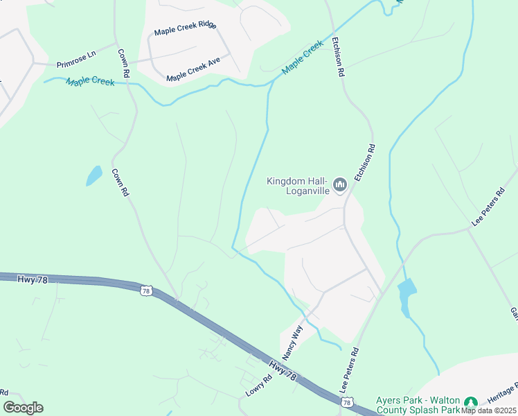 map of restaurants, bars, coffee shops, grocery stores, and more near 3045 Wood Valley Court in Loganville