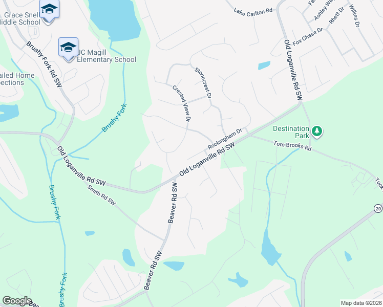 map of restaurants, bars, coffee shops, grocery stores, and more near 237 Rockingham Drive in Loganville