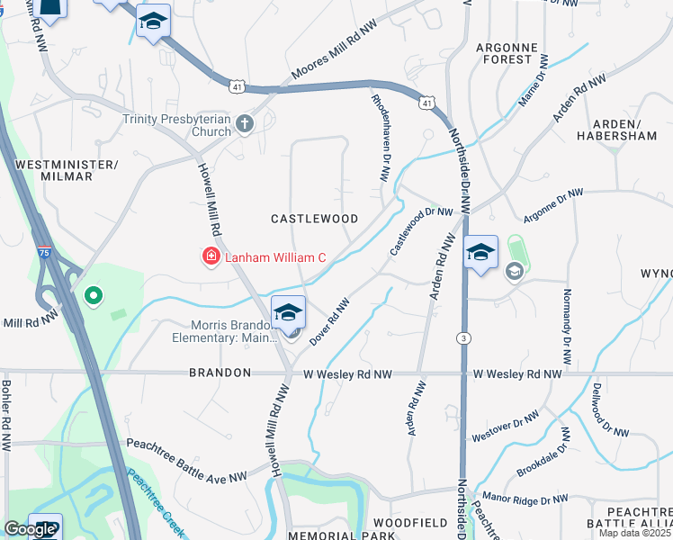 map of restaurants, bars, coffee shops, grocery stores, and more near 2769 Mornington Drive Northwest in Atlanta