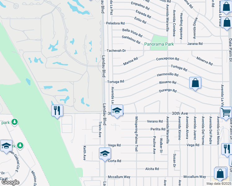 map of restaurants, bars, coffee shops, grocery stores, and more near in Cathedral City