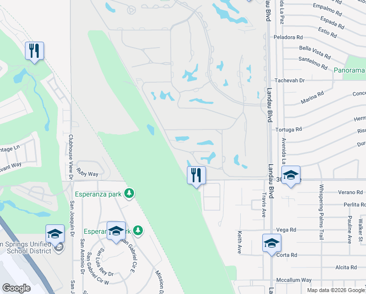 map of restaurants, bars, coffee shops, grocery stores, and more near 29439 West Laguna Drive in Cathedral City