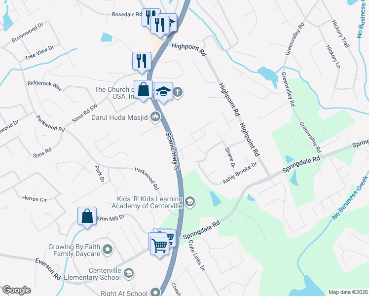 map of restaurants, bars, coffee shops, grocery stores, and more near 3231 Open Fields Drive in Snellville