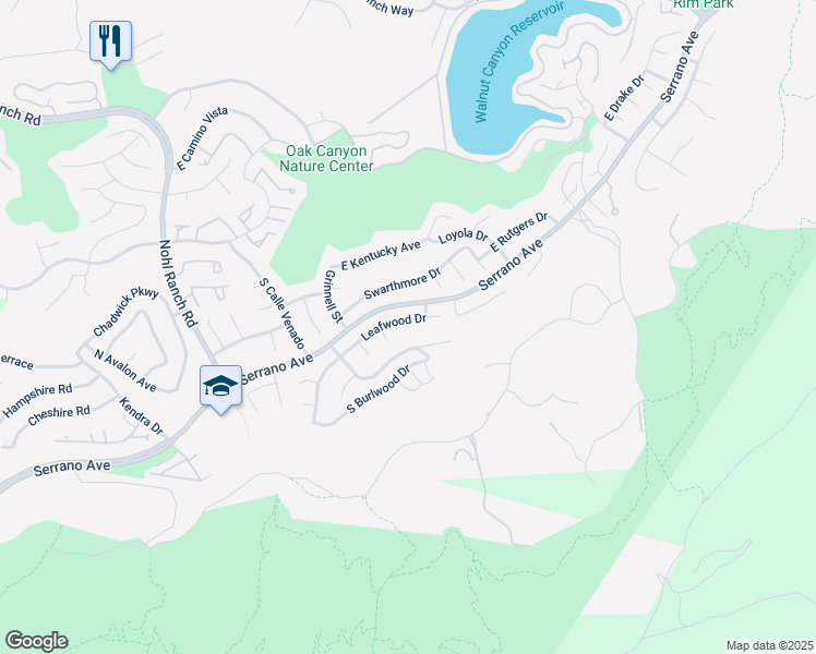 map of restaurants, bars, coffee shops, grocery stores, and more near 6754 Leafwood Drive in Anaheim