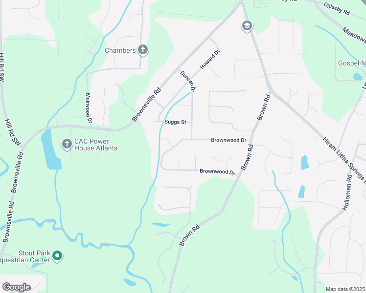 map of restaurants, bars, coffee shops, grocery stores, and more near 5111 Brownwood Drive in Powder Springs