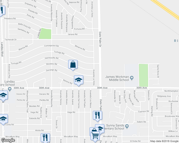 map of restaurants, bars, coffee shops, grocery stores, and more near 68935 Hermosillo Road in Cathedral City