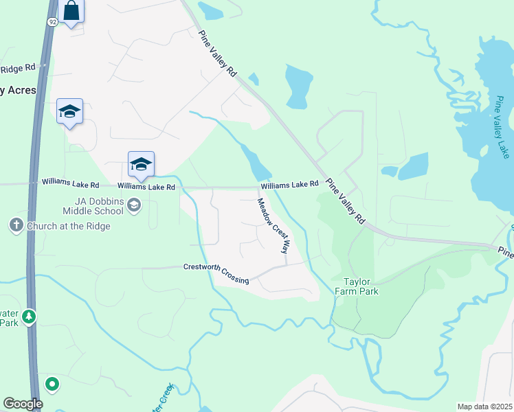 map of restaurants, bars, coffee shops, grocery stores, and more near 80 Meadow Crest Court in Powder Springs