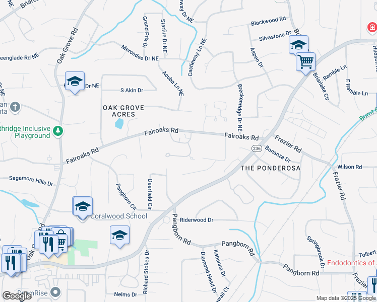 map of restaurants, bars, coffee shops, grocery stores, and more near 1826 Bedfordshire Court in Decatur