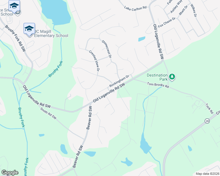 map of restaurants, bars, coffee shops, grocery stores, and more near 241 Rockingham Drive in Loganville