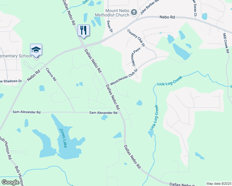 map of restaurants, bars, coffee shops, grocery stores, and more near 80 Pine Valley Court in Hiram