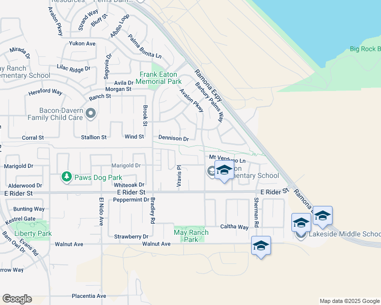 map of restaurants, bars, coffee shops, grocery stores, and more near 1763 Benedetto Point in Perris