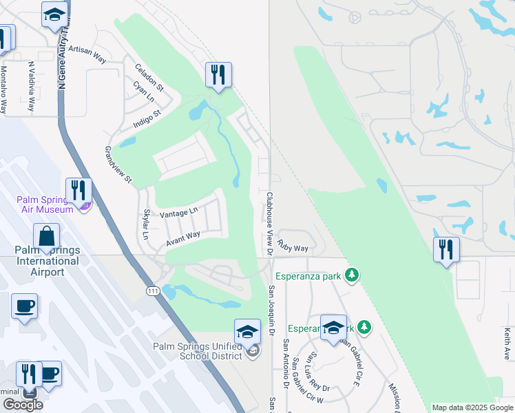 map of restaurants, bars, coffee shops, grocery stores, and more near 689 Wilson Lane in Palm Springs