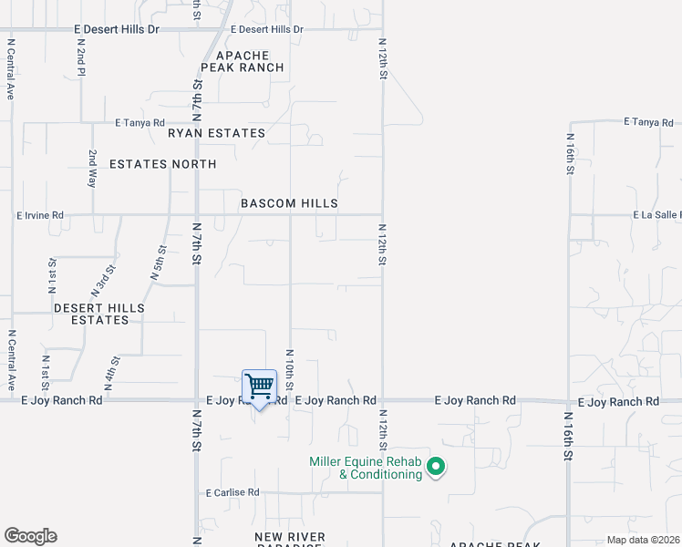 map of restaurants, bars, coffee shops, grocery stores, and more near 1025 East Desert Hills Estate Drive in Phoenix