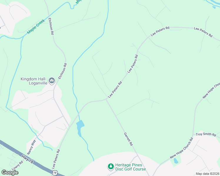 map of restaurants, bars, coffee shops, grocery stores, and more near 2301 Allison Way in Loganville