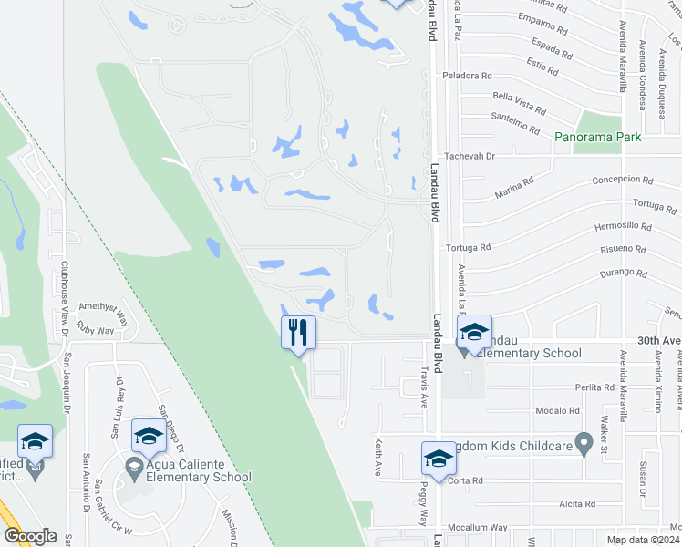 map of restaurants, bars, coffee shops, grocery stores, and more near 29749 West Trancas Drive in Cathedral City