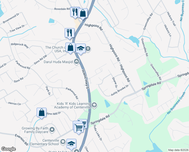 map of restaurants, bars, coffee shops, grocery stores, and more near 3291 Open Fields Drive in Snellville