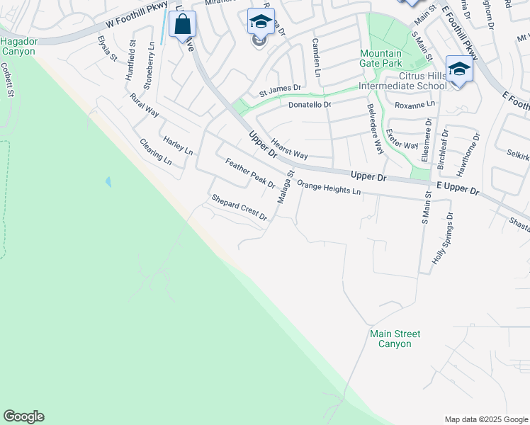 map of restaurants, bars, coffee shops, grocery stores, and more near 825 Shepard Crest Drive in Corona
