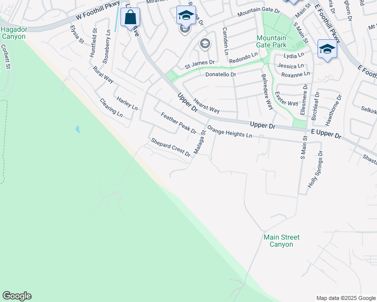 map of restaurants, bars, coffee shops, grocery stores, and more near 825 Shepard Crest Drive in Corona