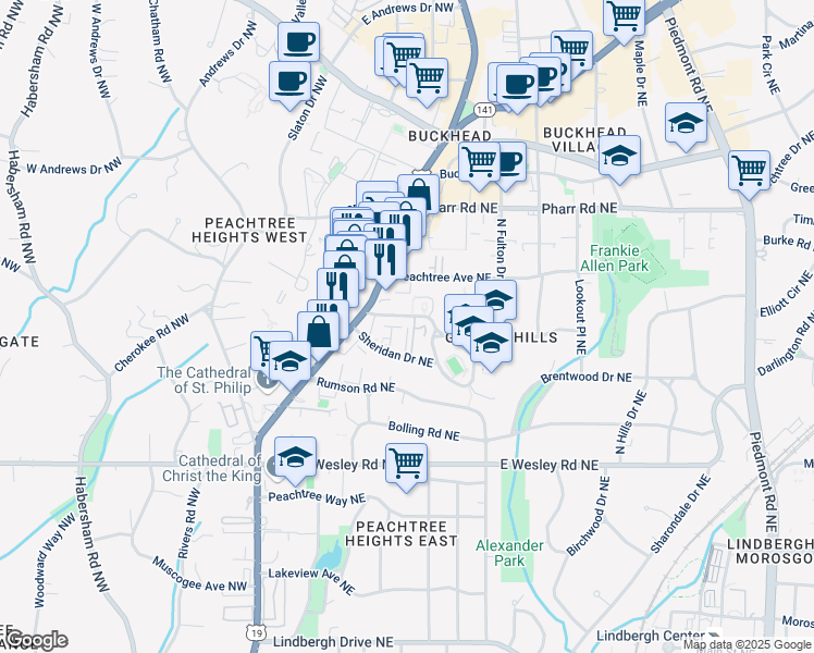 map of restaurants, bars, coffee shops, grocery stores, and more near 55 Delmont Drive Northeast in Atlanta