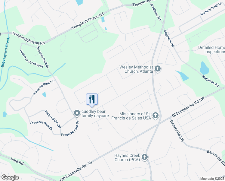 map of restaurants, bars, coffee shops, grocery stores, and more near 3783 Red Rose Court in Loganville