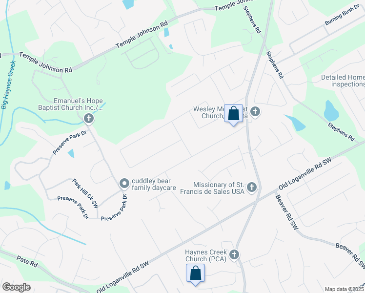 map of restaurants, bars, coffee shops, grocery stores, and more near 3783 Red Rose Court in Loganville