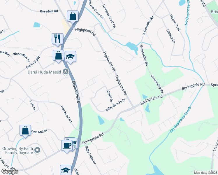 map of restaurants, bars, coffee shops, grocery stores, and more near 3065 Ashly Pines Drive in Snellville