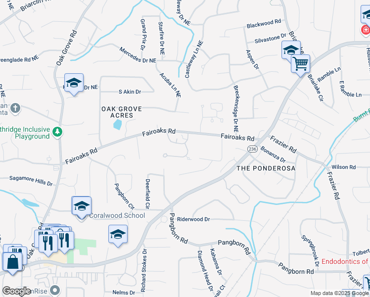 map of restaurants, bars, coffee shops, grocery stores, and more near 1826 Bedfordshire Court in Decatur