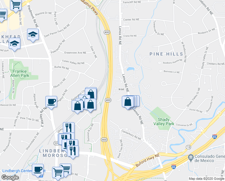 map of restaurants, bars, coffee shops, grocery stores, and more near 2848 Overlook Court Northeast in Atlanta