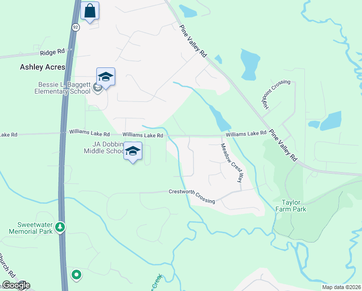 map of restaurants, bars, coffee shops, grocery stores, and more near 62 4 Oaks Drive in Powder Springs