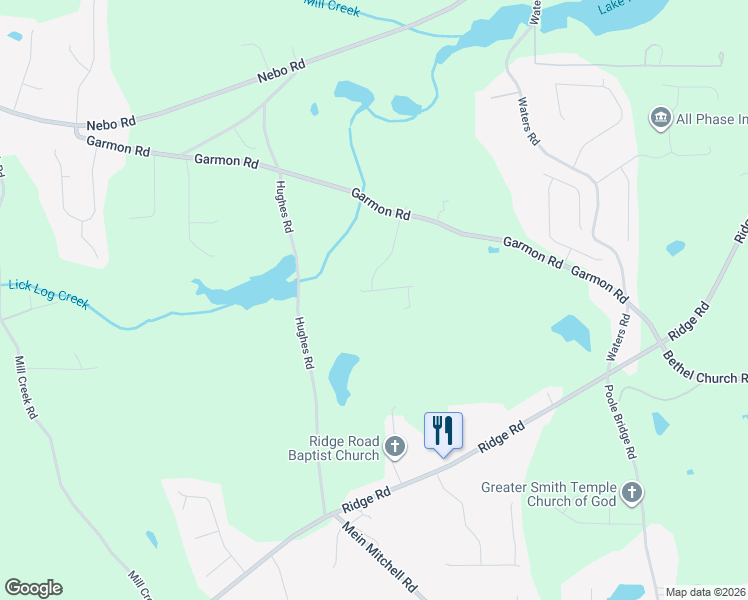 map of restaurants, bars, coffee shops, grocery stores, and more near 117 Mill Chase Court in Hiram
