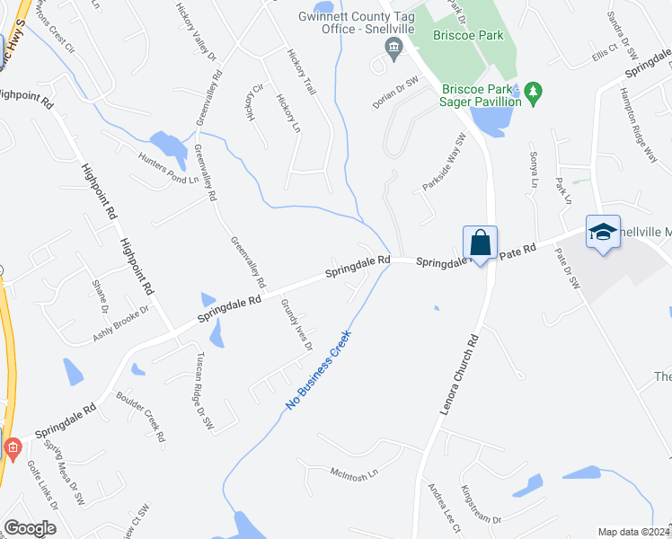 map of restaurants, bars, coffee shops, grocery stores, and more near 3027 Springdale Court in Snellville