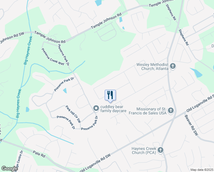 map of restaurants, bars, coffee shops, grocery stores, and more near 2045 Red Rose Lane in Loganville