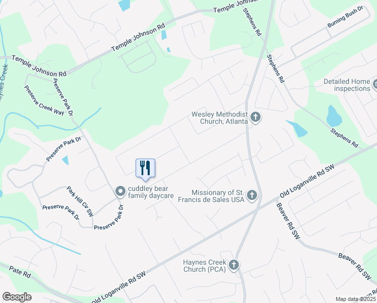 map of restaurants, bars, coffee shops, grocery stores, and more near 3784 Red Rose Court in Loganville