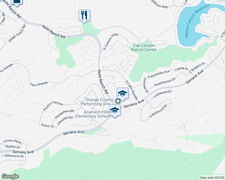 map of restaurants, bars, coffee shops, grocery stores, and more near 910 South Amherst Circle in Anaheim