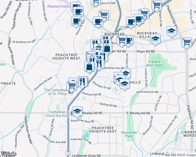map of restaurants, bars, coffee shops, grocery stores, and more near 21 Delmont Drive Northeast in Atlanta