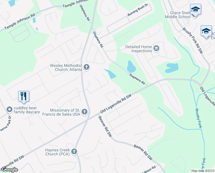 map of restaurants, bars, coffee shops, grocery stores, and more near 1390 Summer Leigh Court in Loganville