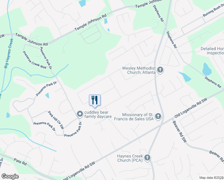 map of restaurants, bars, coffee shops, grocery stores, and more near 1588 Hay Patch Lane in Loganville